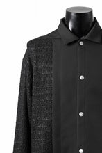 画像をギャラリービューアに読み込む, A.F ARTEFACT SNAPPED PANEL SWITCHING SHIRT / COMBI TWILL & TWEED (BLACK)