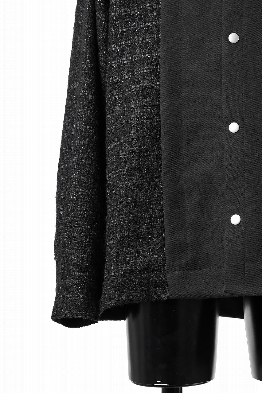 画像をギャラリービューアに読み込む, A.F ARTEFACT SNAPPED PANEL SWITCHING SHIRT / COMBI TWILL & TWEED (BLACK)