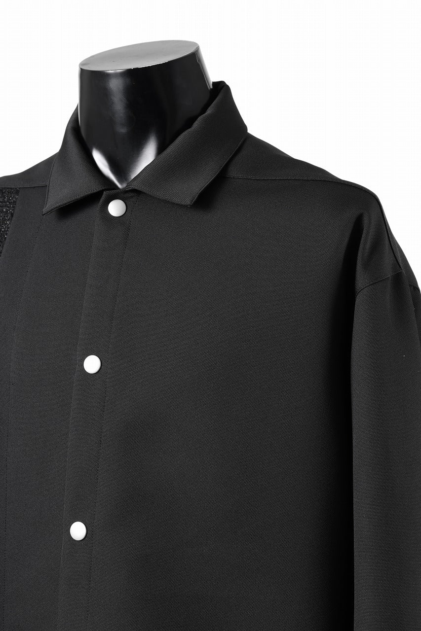 画像をギャラリービューアに読み込む, A.F ARTEFACT SNAPPED PANEL SWITCHING SHIRT / COMBI TWILL & TWEED (BLACK)