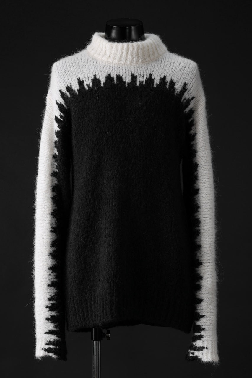 Load image into Gallery viewer, thom/krom MOCK NECK KNIT PULLOVER / ALPACA WOOL (WHITE x BLACK)