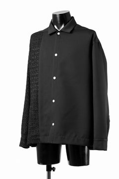 画像をギャラリービューアに読み込む, A.F ARTEFACT SNAPPED PANEL SWITCHING SHIRT / COMBI TWILL & TWEED (BLACK)