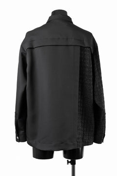画像をギャラリービューアに読み込む, A.F ARTEFACT SNAPPED PANEL SWITCHING SHIRT / COMBI TWILL & TWEED (BLACK)