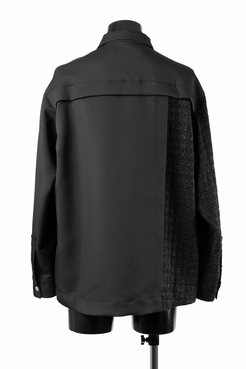 画像をギャラリービューアに読み込む, A.F ARTEFACT SNAPPED PANEL SWITCHING SHIRT / COMBI TWILL & TWEED (BLACK)
