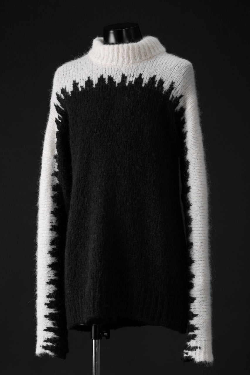 Load image into Gallery viewer, thom/krom MOCK NECK KNIT PULLOVER / ALPACA WOOL (WHITE x BLACK)