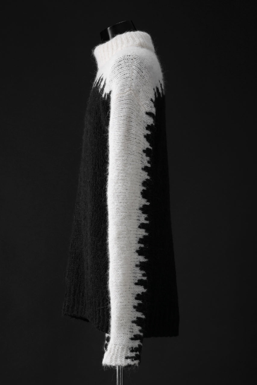 Load image into Gallery viewer, thom/krom MOCK NECK KNIT PULLOVER / ALPACA WOOL (WHITE x BLACK)