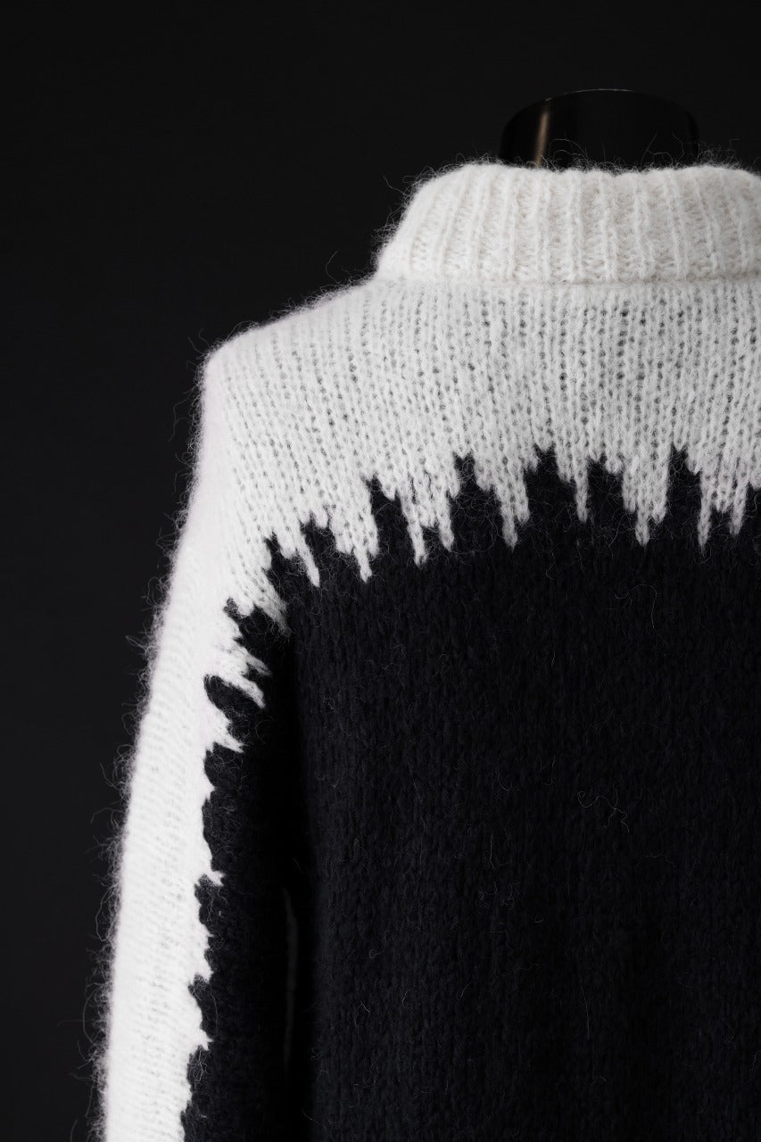 Load image into Gallery viewer, thom/krom MOCK NECK KNIT PULLOVER / ALPACA WOOL (WHITE x BLACK)