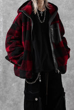 Load image into Gallery viewer, mastermind JAPAN BUFFALO-PLAID SHERPA JACKET / BOXY FIT (BLACK x RED)