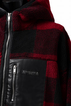 Load image into Gallery viewer, mastermind JAPAN BUFFALO-PLAID SHERPA JACKET / BOXY FIT (BLACK x RED)