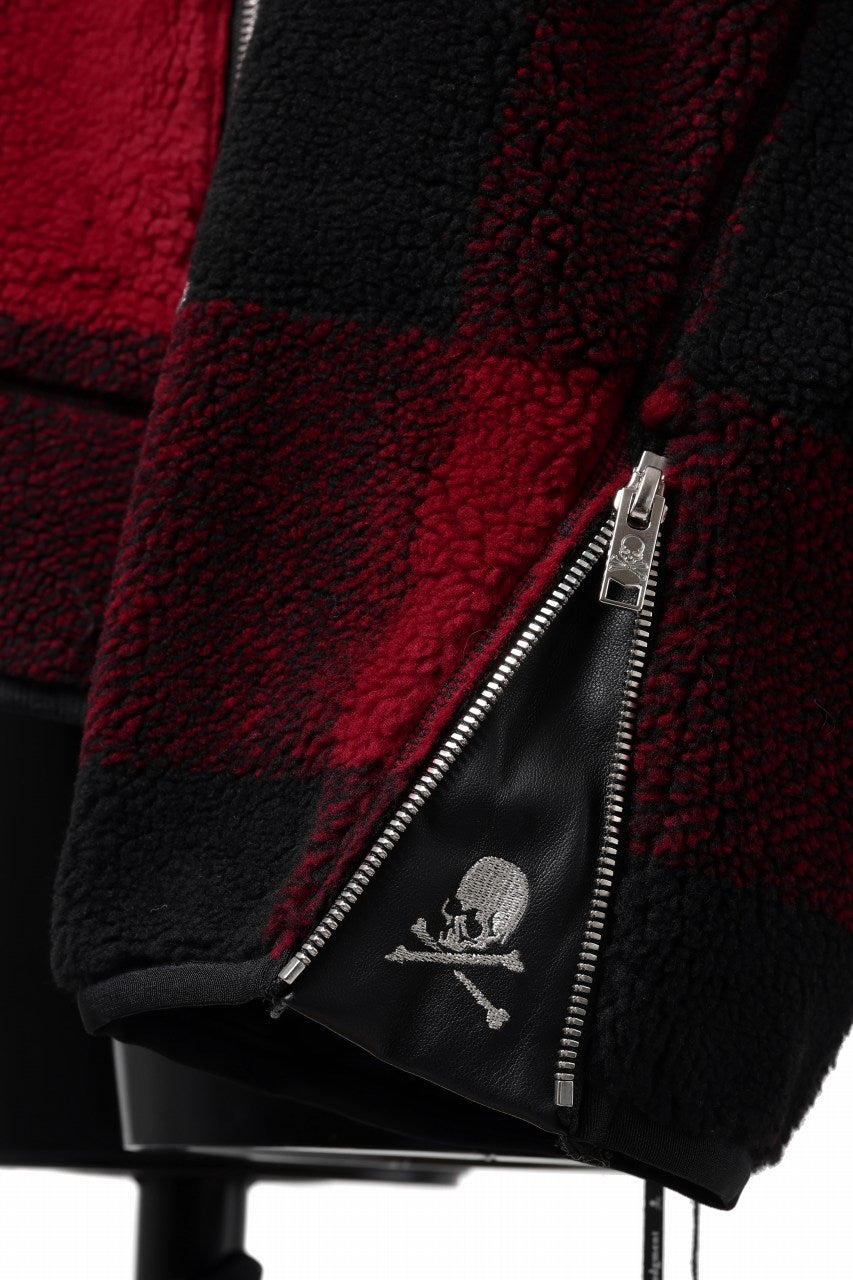 Load image into Gallery viewer, mastermind JAPAN BUFFALO-PLAID SHERPA JACKET / BOXY FIT (BLACK x RED)