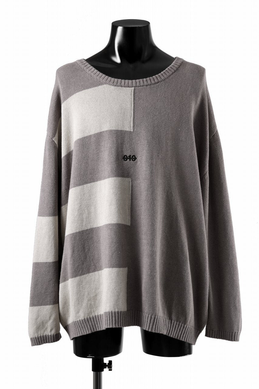 画像をギャラリービューアに読み込む, A.F ARTEFACT STRIPES COMBI SUMMER KNIT TOPS / COTTON LINEN (GREY x IVORY)