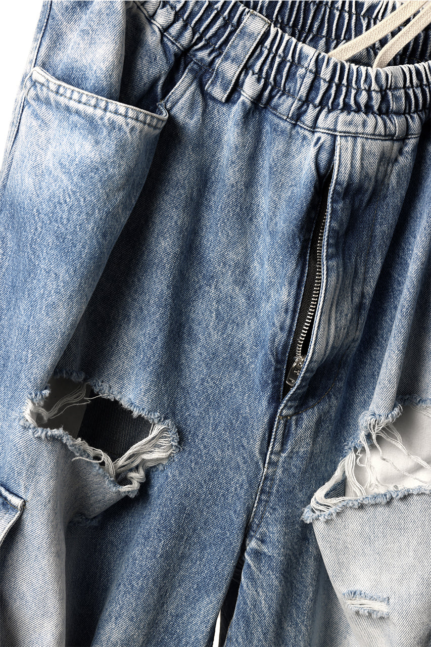 画像をギャラリービューアに読み込む, A.F ARTEFACT EXTREME WIDE CARGO PANTS / FADED AGING & DAMAGE DENIM (VINTAGE BLUE)