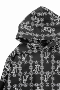 画像をギャラリービューアに読み込む, A.F ARTEFACT MONOGRAM PATTERN SWEAT HOODIE (BLACK x WHITE)