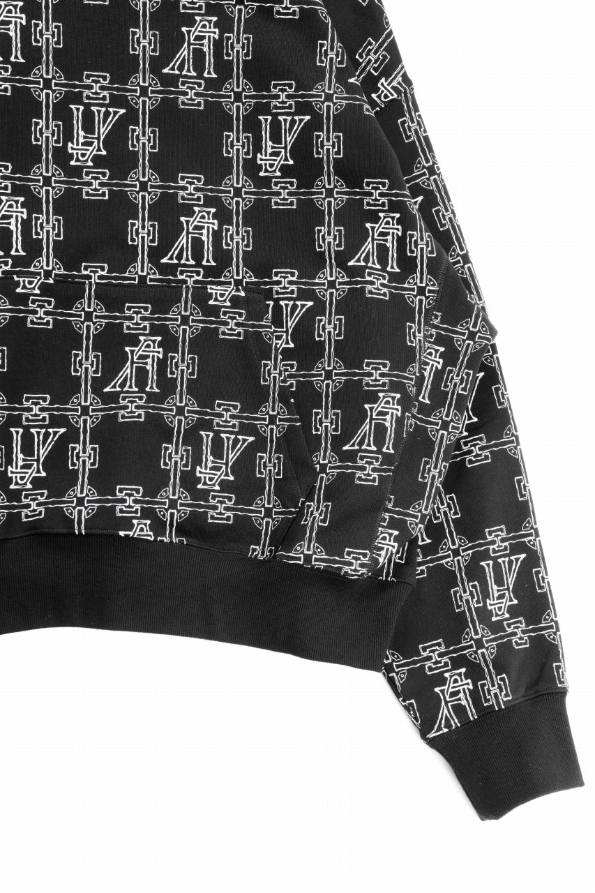画像をギャラリービューアに読み込む, A.F ARTEFACT MONOGRAM PATTERN SWEAT HOODIE (BLACK x WHITE)