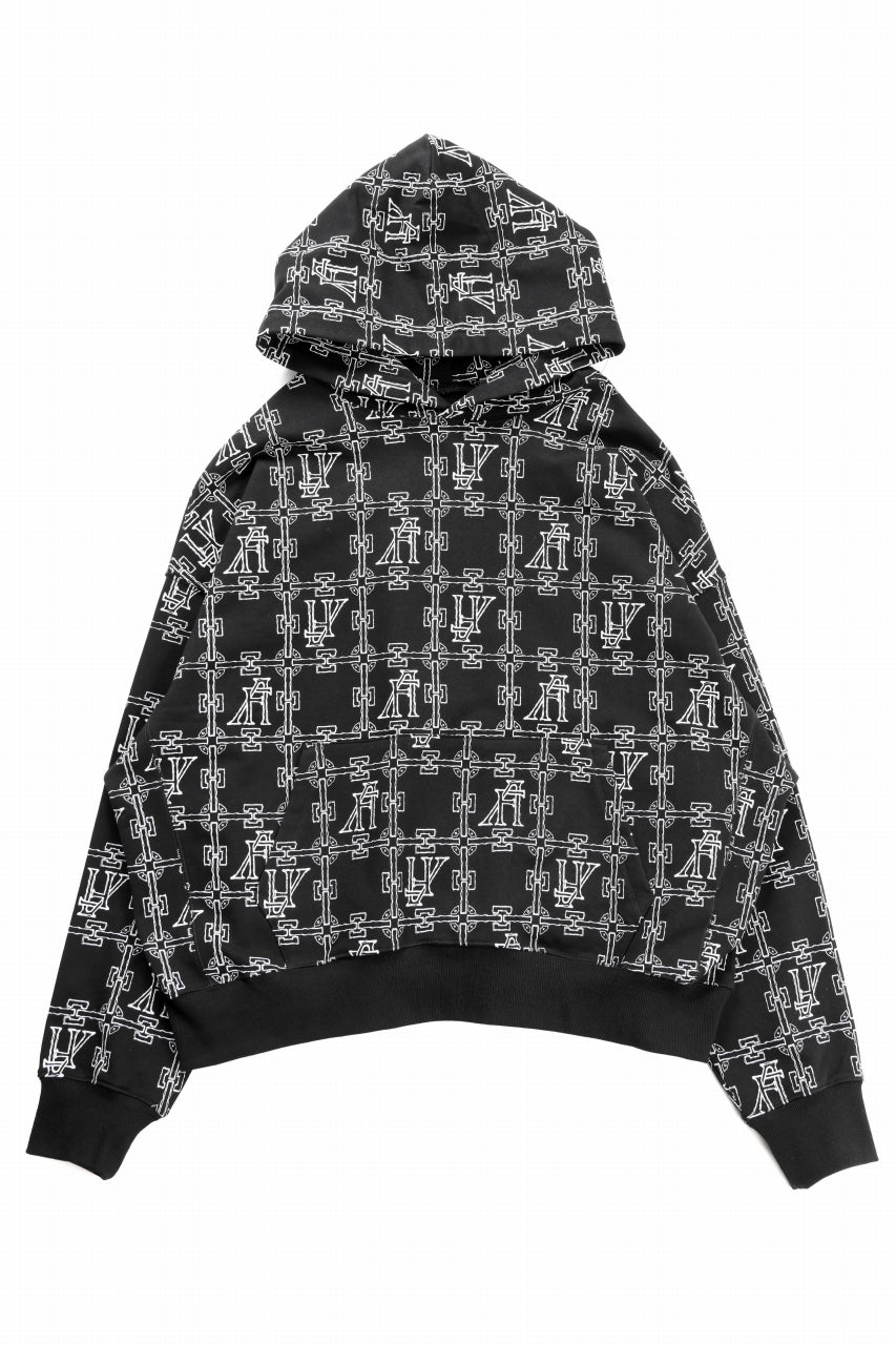 画像をギャラリービューアに読み込む, A.F ARTEFACT MONOGRAM PATTERN SWEAT HOODIE (BLACK x WHITE)