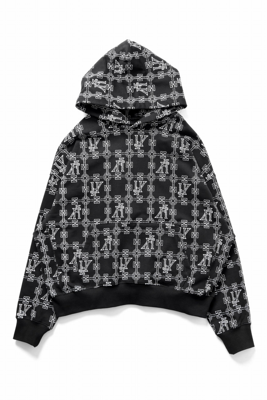 画像をギャラリービューアに読み込む, A.F ARTEFACT MONOGRAM PATTERN SWEAT HOODIE (BLACK x WHITE)