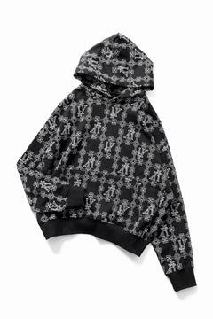 画像をギャラリービューアに読み込む, A.F ARTEFACT MONOGRAM PATTERN SWEAT HOODIE (BLACK x WHITE)