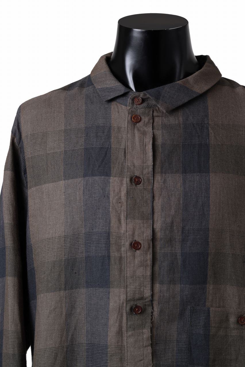 画像をギャラリービューアに読み込む, Aleksandr Manamis Asymmetry Shirt / Organic Linen (CHECKED)
