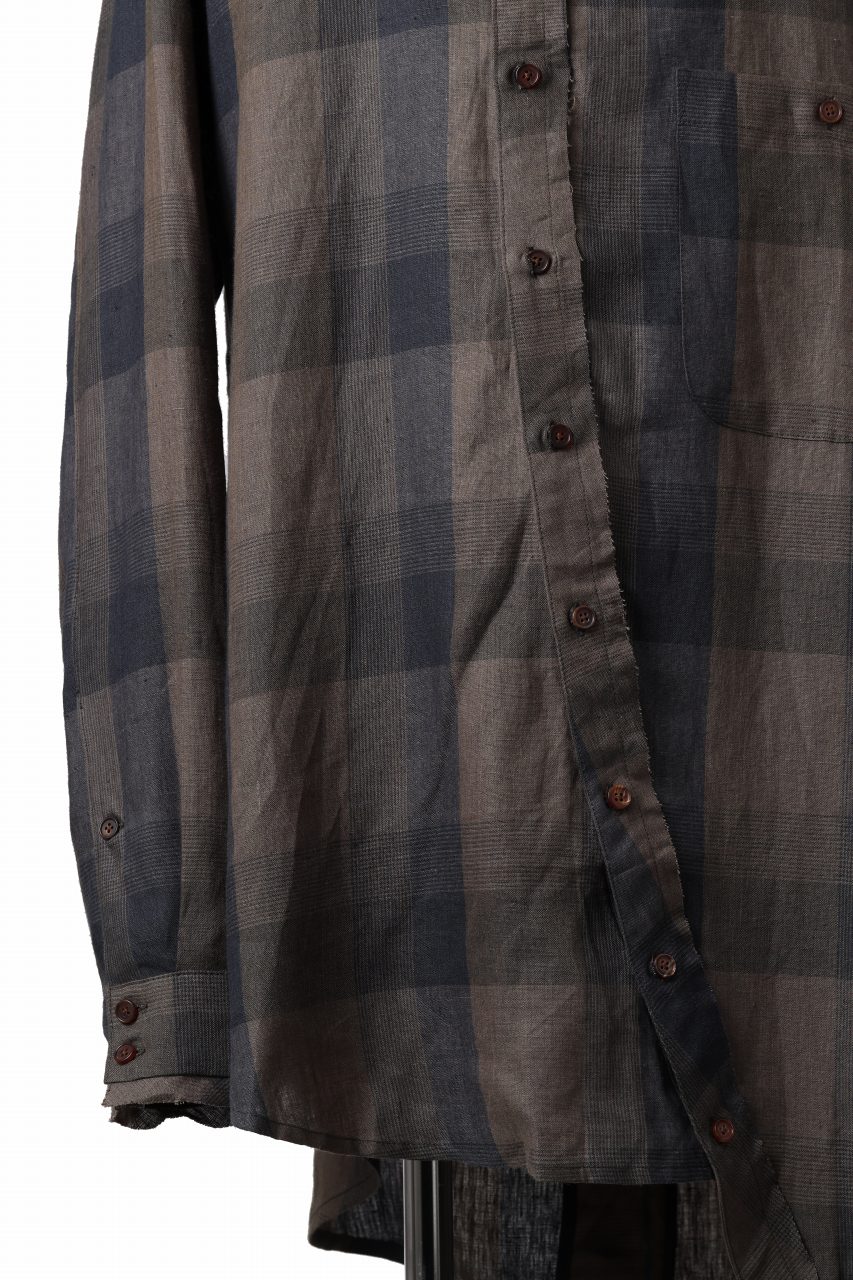 画像をギャラリービューアに読み込む, Aleksandr Manamis Asymmetry Shirt / Organic Linen (CHECKED)