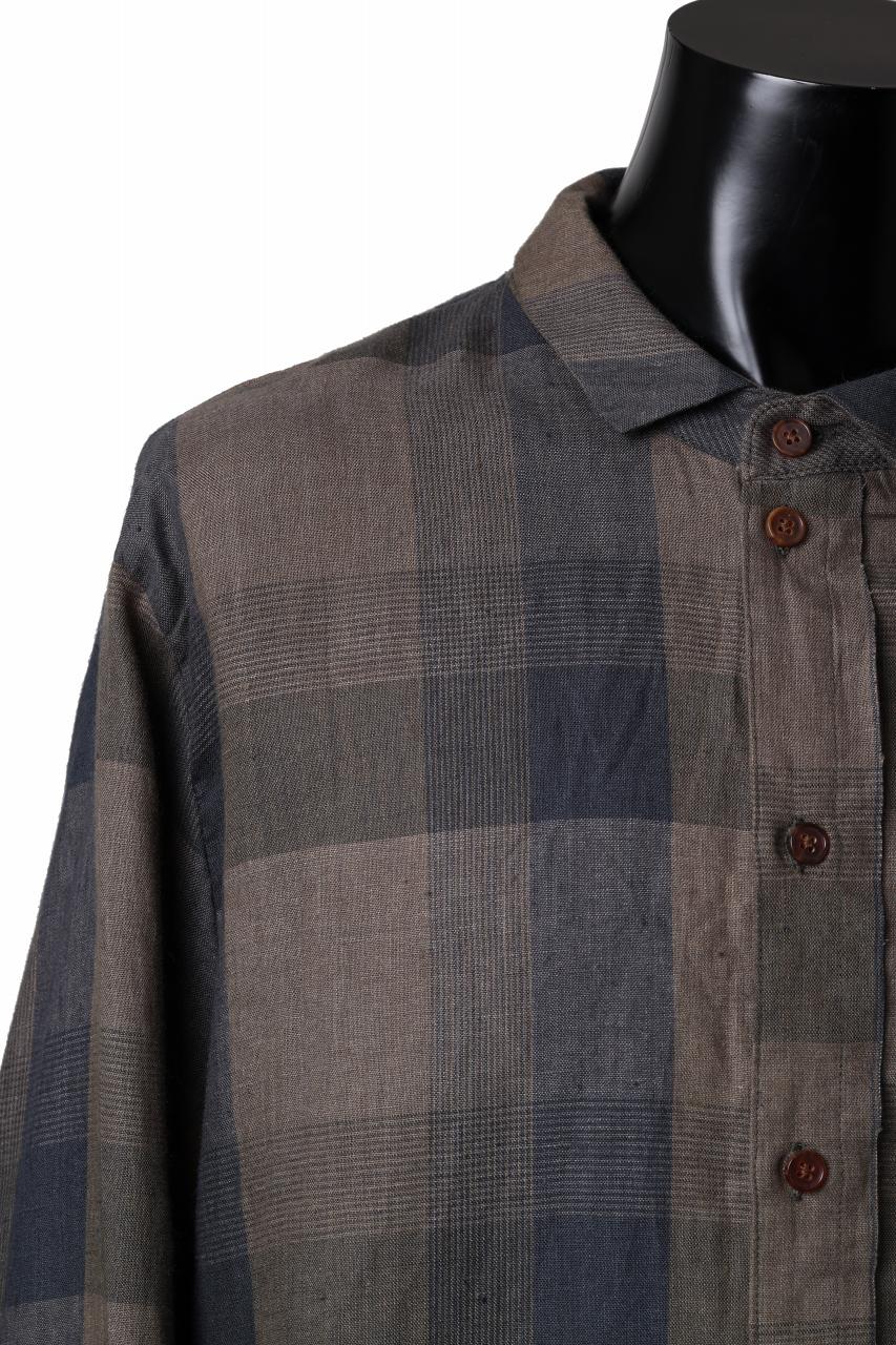 画像をギャラリービューアに読み込む, Aleksandr Manamis Asymmetry Shirt / Organic Linen (CHECKED)