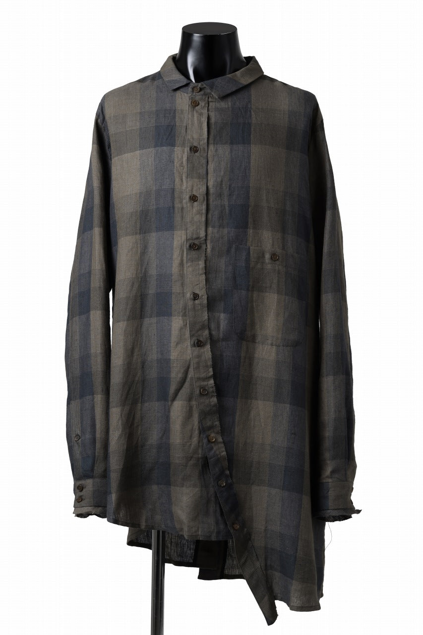 画像をギャラリービューアに読み込む, Aleksandr Manamis Asymmetry Shirt / Organic Linen (CHECKED)