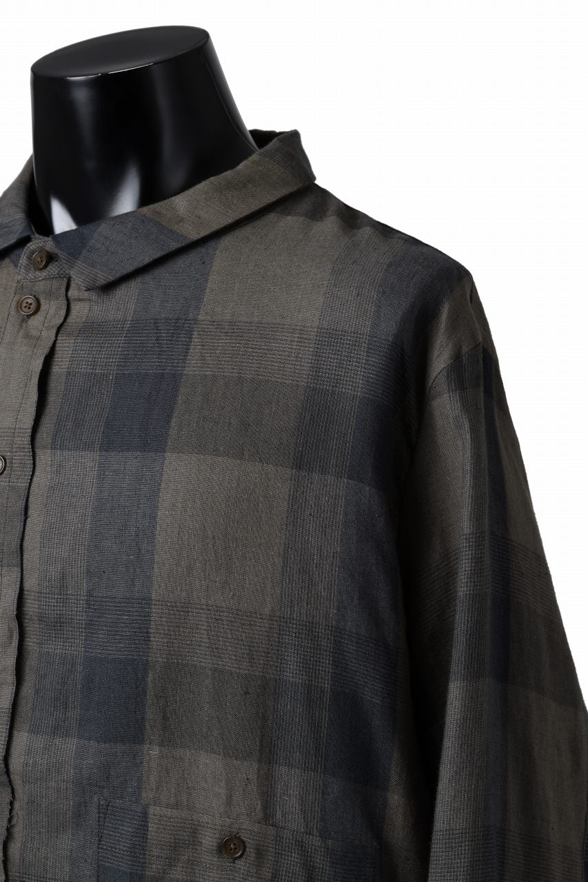 画像をギャラリービューアに読み込む, Aleksandr Manamis Asymmetry Shirt / Organic Linen (CHECKED)