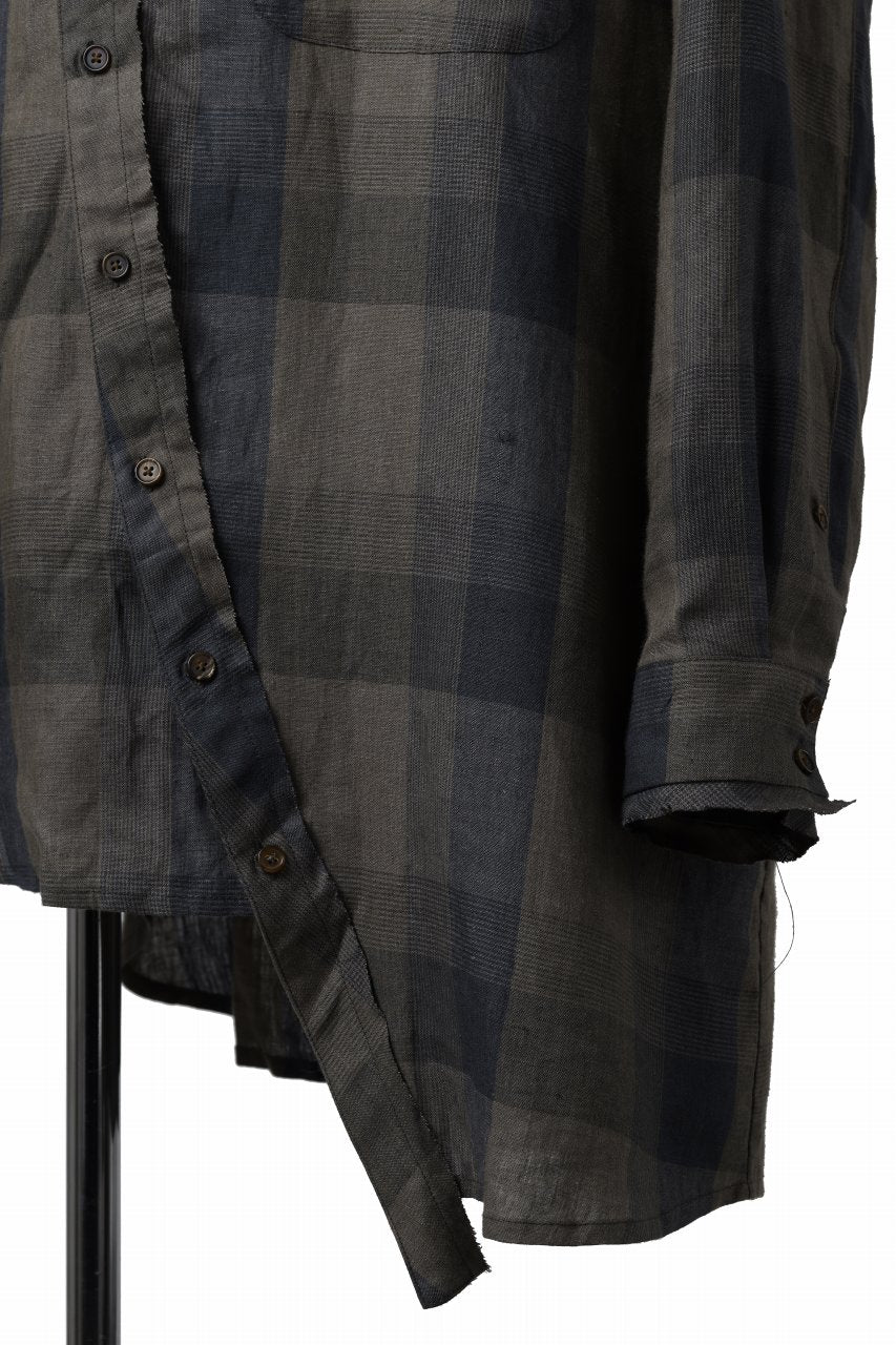 画像をギャラリービューアに読み込む, Aleksandr Manamis Asymmetry Shirt / Organic Linen (CHECKED)