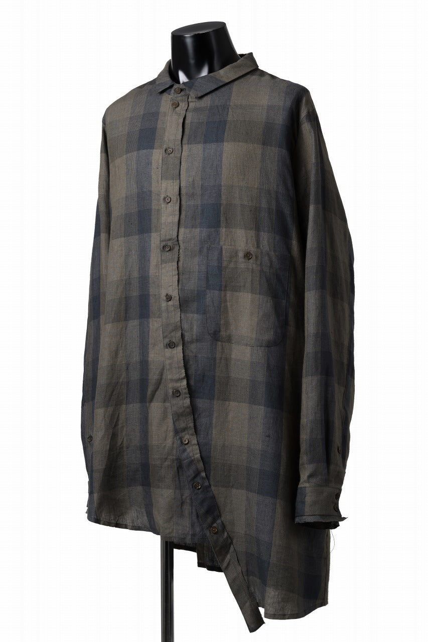 画像をギャラリービューアに読み込む, Aleksandr Manamis Asymmetry Shirt / Organic Linen (CHECKED)