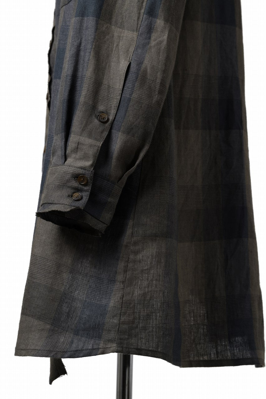 画像をギャラリービューアに読み込む, Aleksandr Manamis Asymmetry Shirt / Organic Linen (CHECKED)