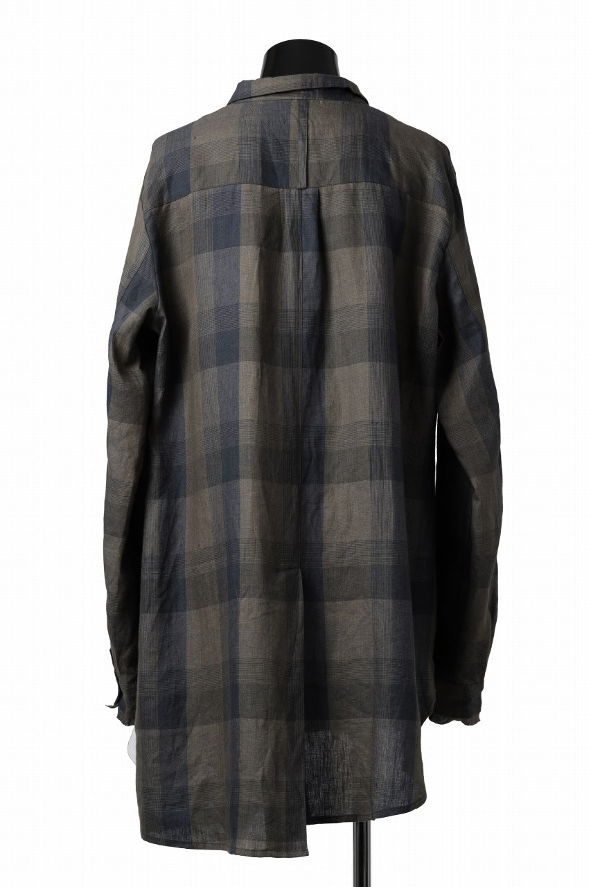 画像をギャラリービューアに読み込む, Aleksandr Manamis Asymmetry Shirt / Organic Linen (CHECKED)