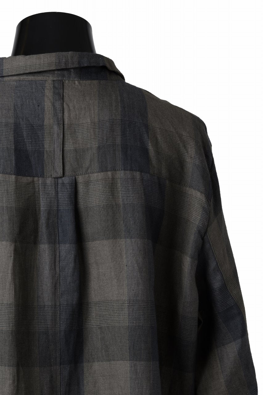 画像をギャラリービューアに読み込む, Aleksandr Manamis Asymmetry Shirt / Organic Linen (CHECKED)