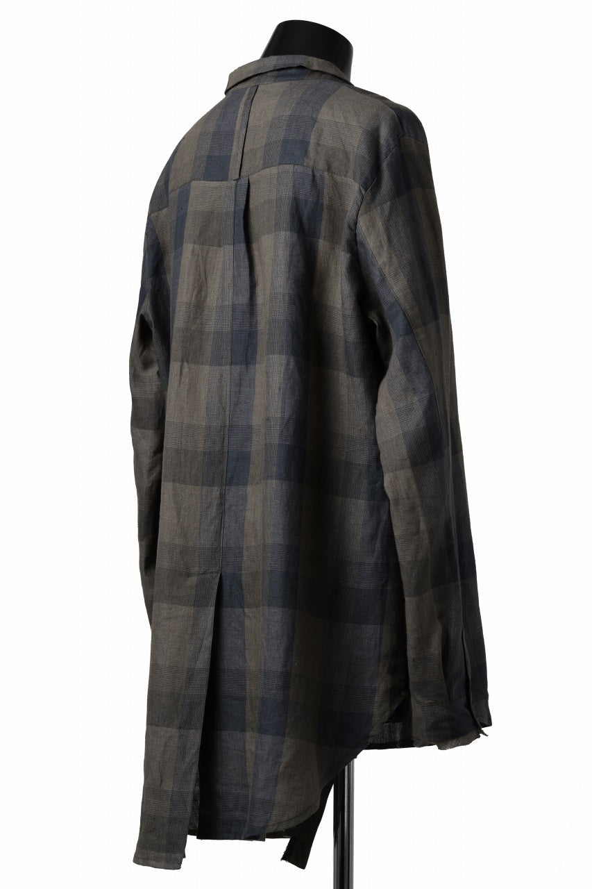 画像をギャラリービューアに読み込む, Aleksandr Manamis Asymmetry Shirt / Organic Linen (CHECKED)