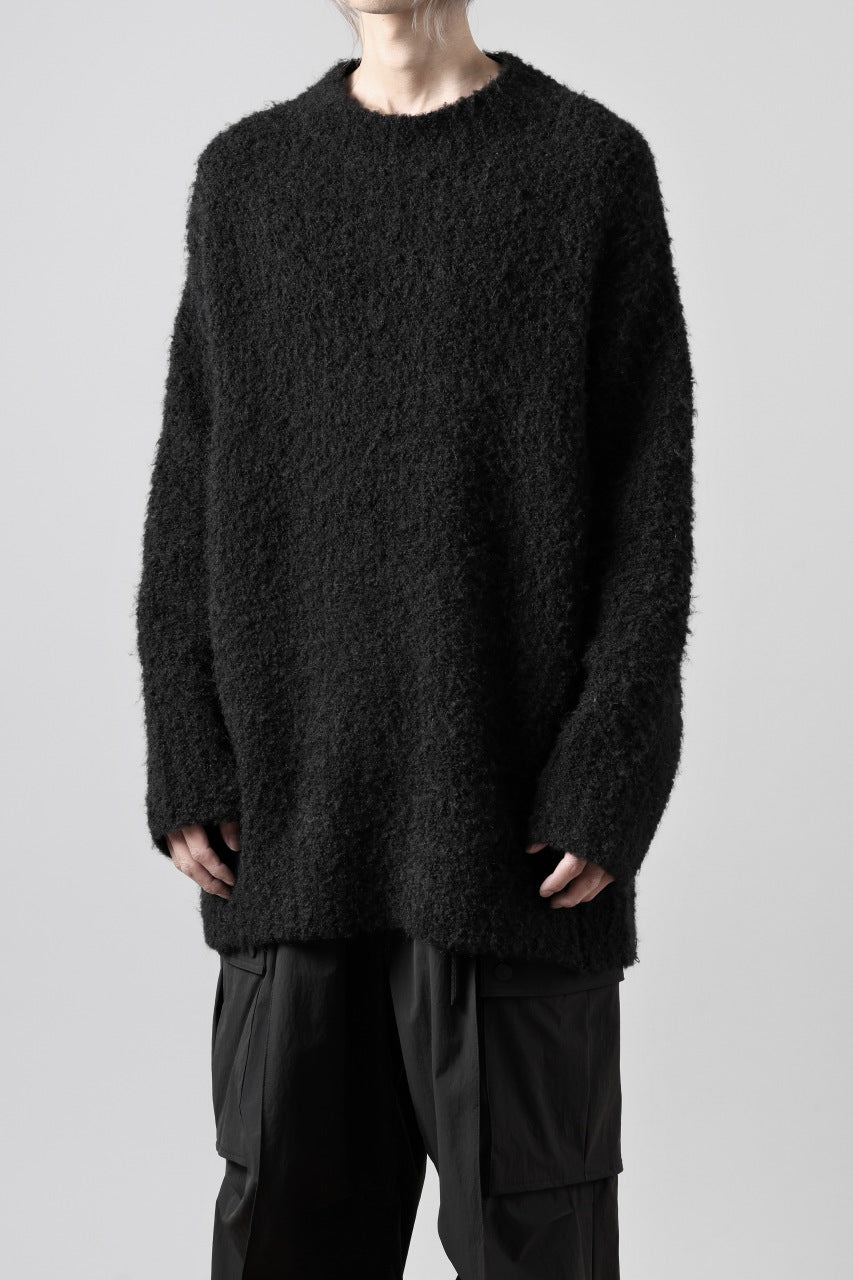 画像をギャラリービューアに読み込む, TARO HORIUCHI / th products Inflated Oversized Crew / 1/4.5 kasuri loop knit (black)