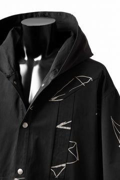 画像をギャラリービューアに読み込む, A.F ARTEFACT PYRA PATTERN PRINT H/S HOODIE SHIRT (BLACK)