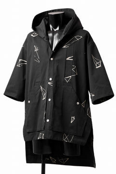 画像をギャラリービューアに読み込む, A.F ARTEFACT PYRA PATTERN PRINT H/S HOODIE SHIRT (BLACK)