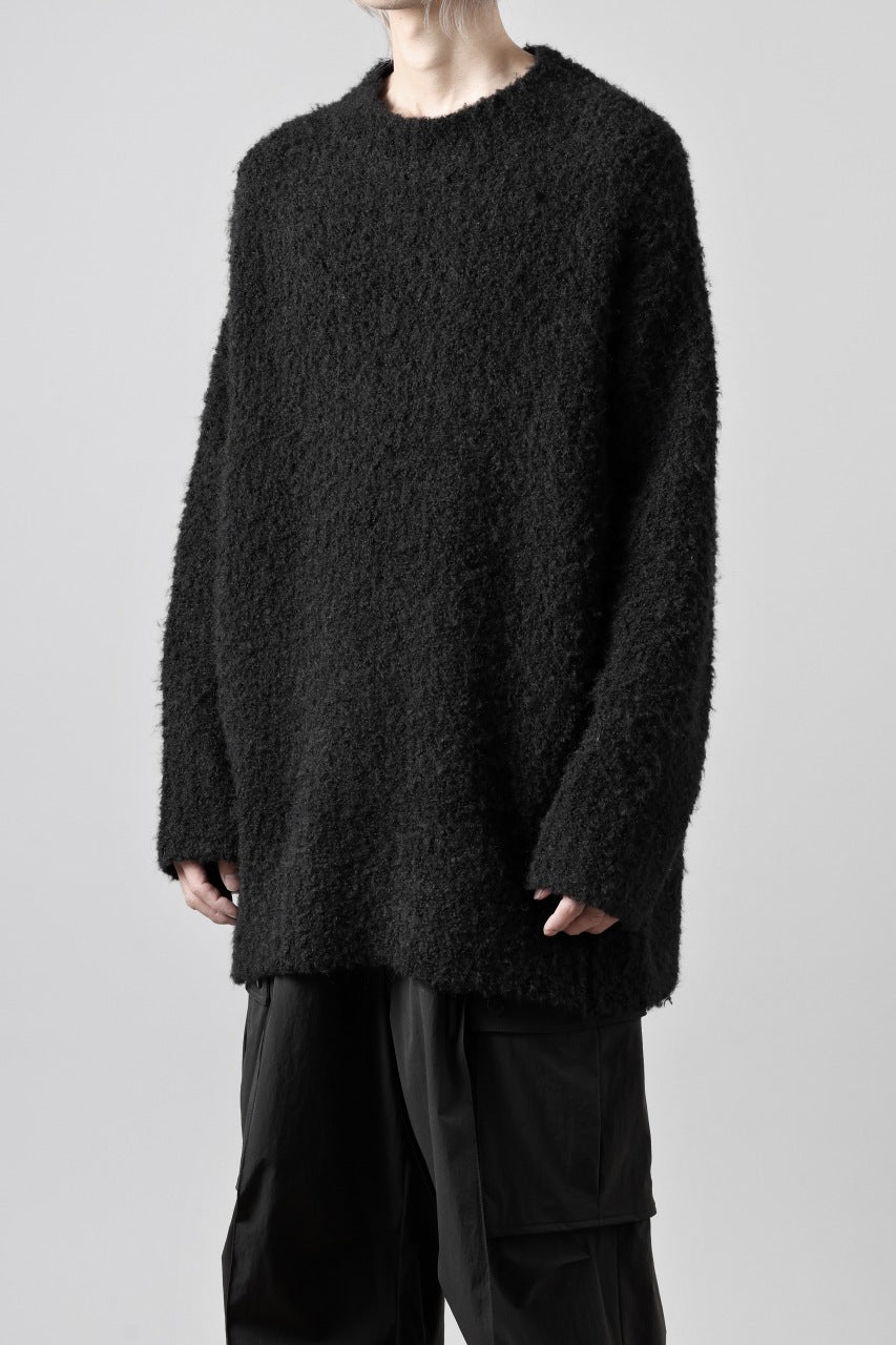 画像をギャラリービューアに読み込む, th products Inflated Oversized Crew / 1/4.5 kasuri loop knit (black)