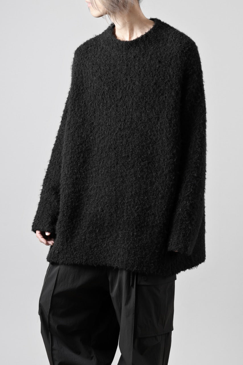 画像をギャラリービューアに読み込む, TARO HORIUCHI / th products Inflated Oversized Crew / 1/4.5 kasuri loop knit (black)