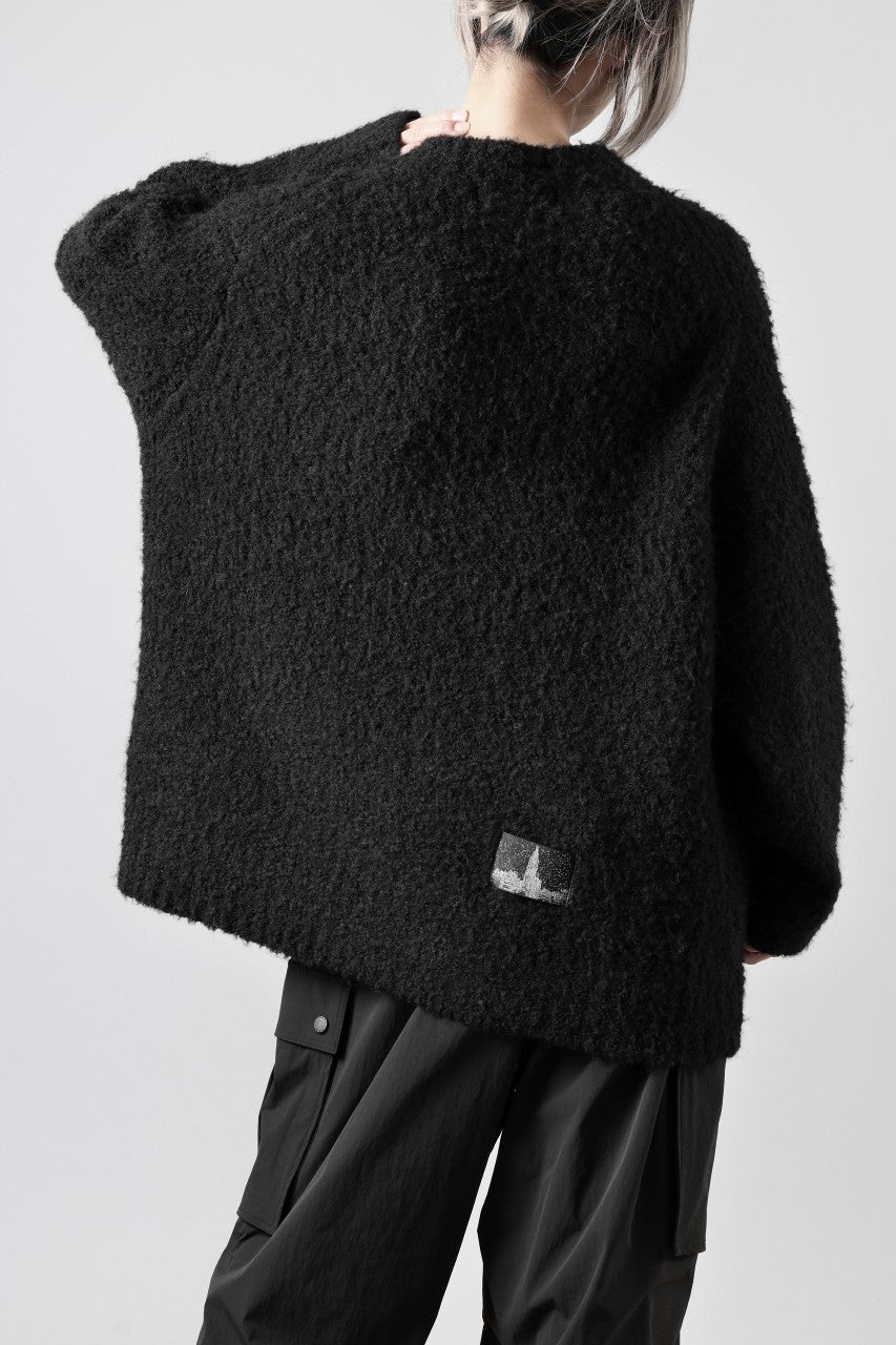 画像をギャラリービューアに読み込む, TARO HORIUCHI / th products Inflated Oversized Crew / 1/4.5 kasuri loop knit (black)
