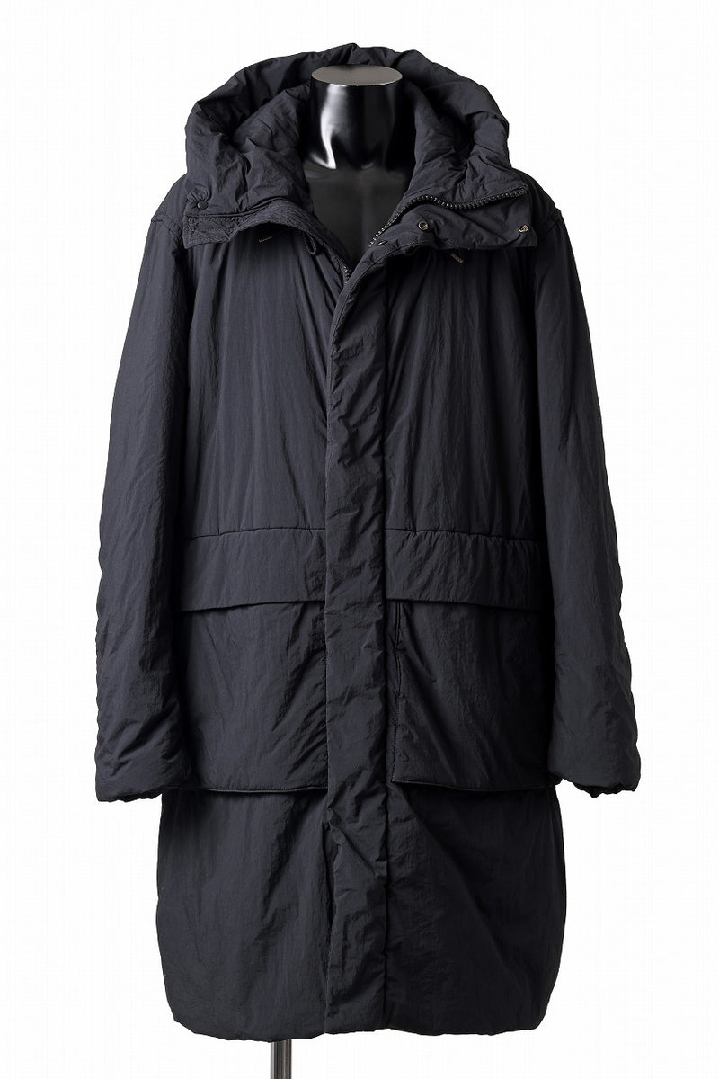 Ten c PADDED PARKA COAT / GARMENT DYED NYLON TACTEL (BLACK