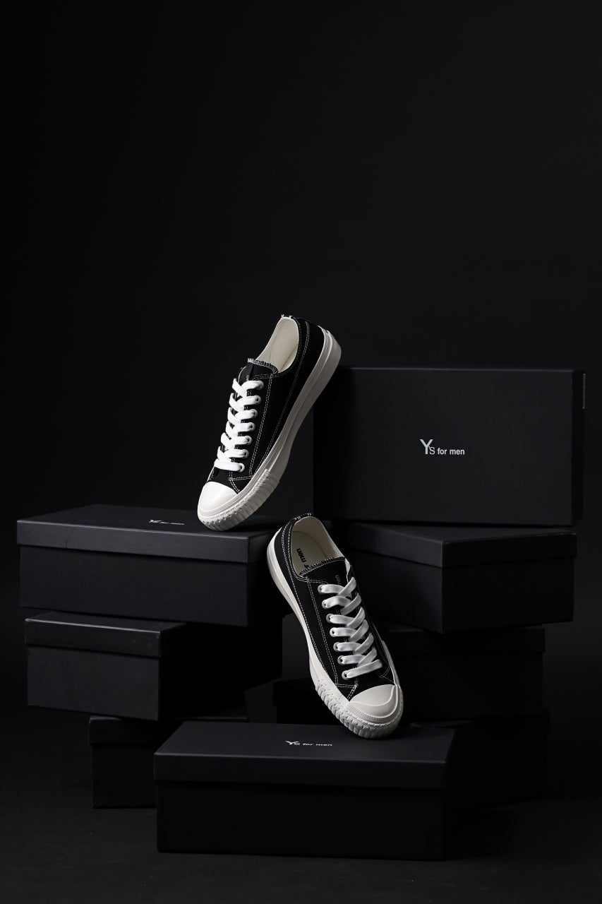 画像をギャラリービューアに読み込む, Y's for men LOW TOP SNEAKER / COTTON CANVAS (BLACK x WHITE)