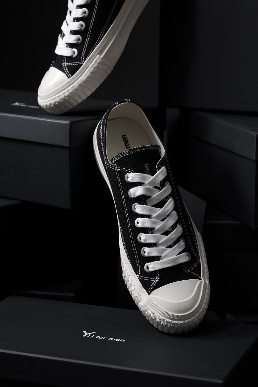 画像をギャラリービューアに読み込む, Y's for men LOW TOP SNEAKER / COTTON CANVAS (BLACK x WHITE)
