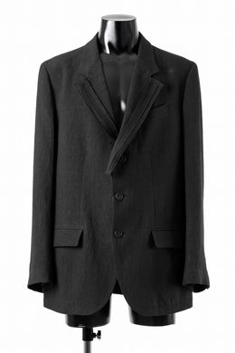 Y's for men 3 BUTTONS JACKET WITH DECORATIVE CLOTH / 40 LINEN (BLACK)