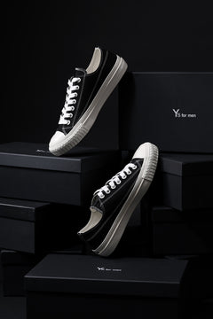 画像をギャラリービューアに読み込む, Y's for men LOW TOP SNEAKER / COTTON CANVAS (BLACK x WHITE)