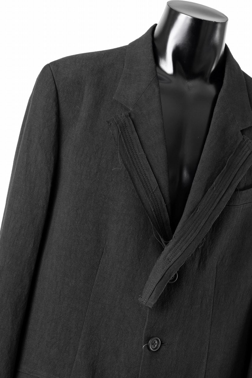 画像をギャラリービューアに読み込む, Y's for men 3 BUTTONS JACKET WITH DECORATIVE CLOTH / 40 LINEN (BLACK)
