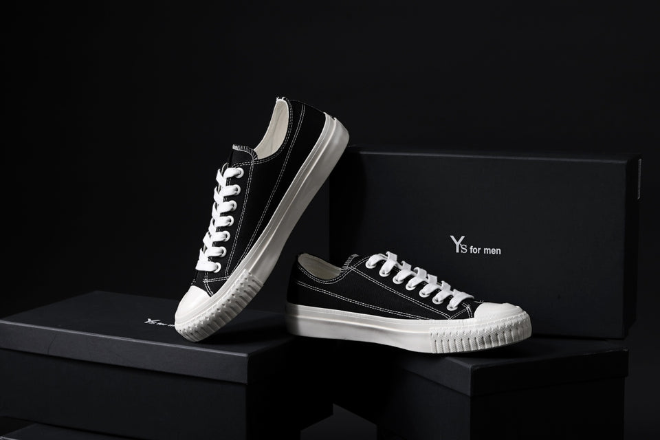 画像をギャラリービューアに読み込む, Y's for men LOW TOP SNEAKER / COTTON CANVAS (BLACK x WHITE)
