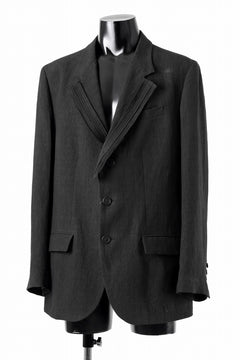 画像をギャラリービューアに読み込む, Y's for men 3 BUTTONS JACKET WITH DECORATIVE CLOTH / 40 LINEN (BLACK)