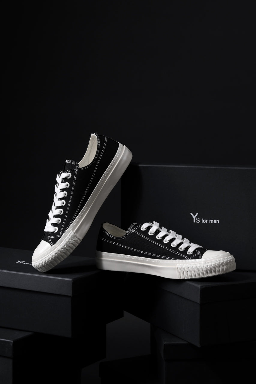 画像をギャラリービューアに読み込む, Y's for men LOW TOP SNEAKER / COTTON CANVAS (BLACK x WHITE)