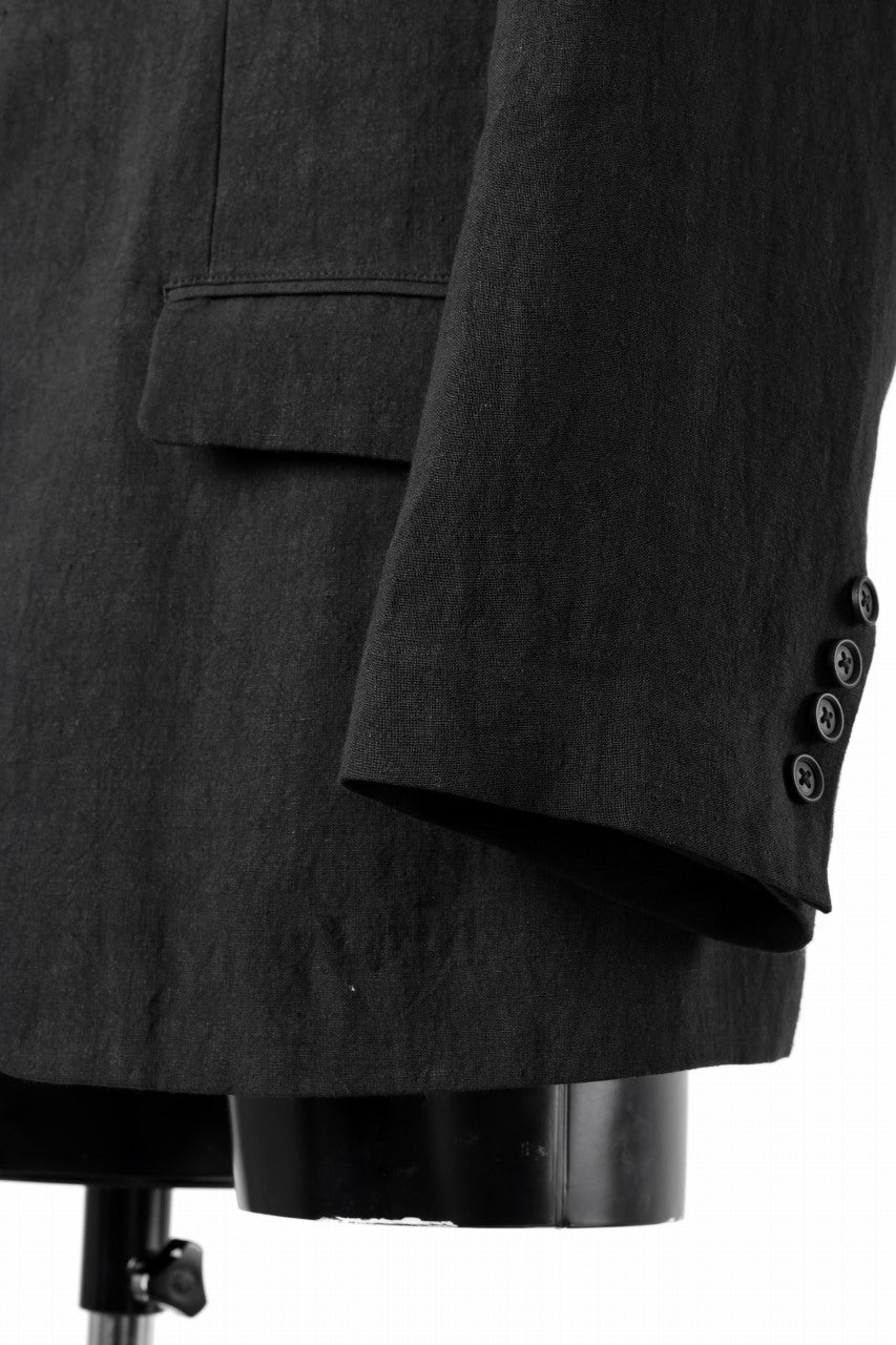 画像をギャラリービューアに読み込む, Y's for men 3 BUTTONS JACKET WITH DECORATIVE CLOTH / 40 LINEN (BLACK)