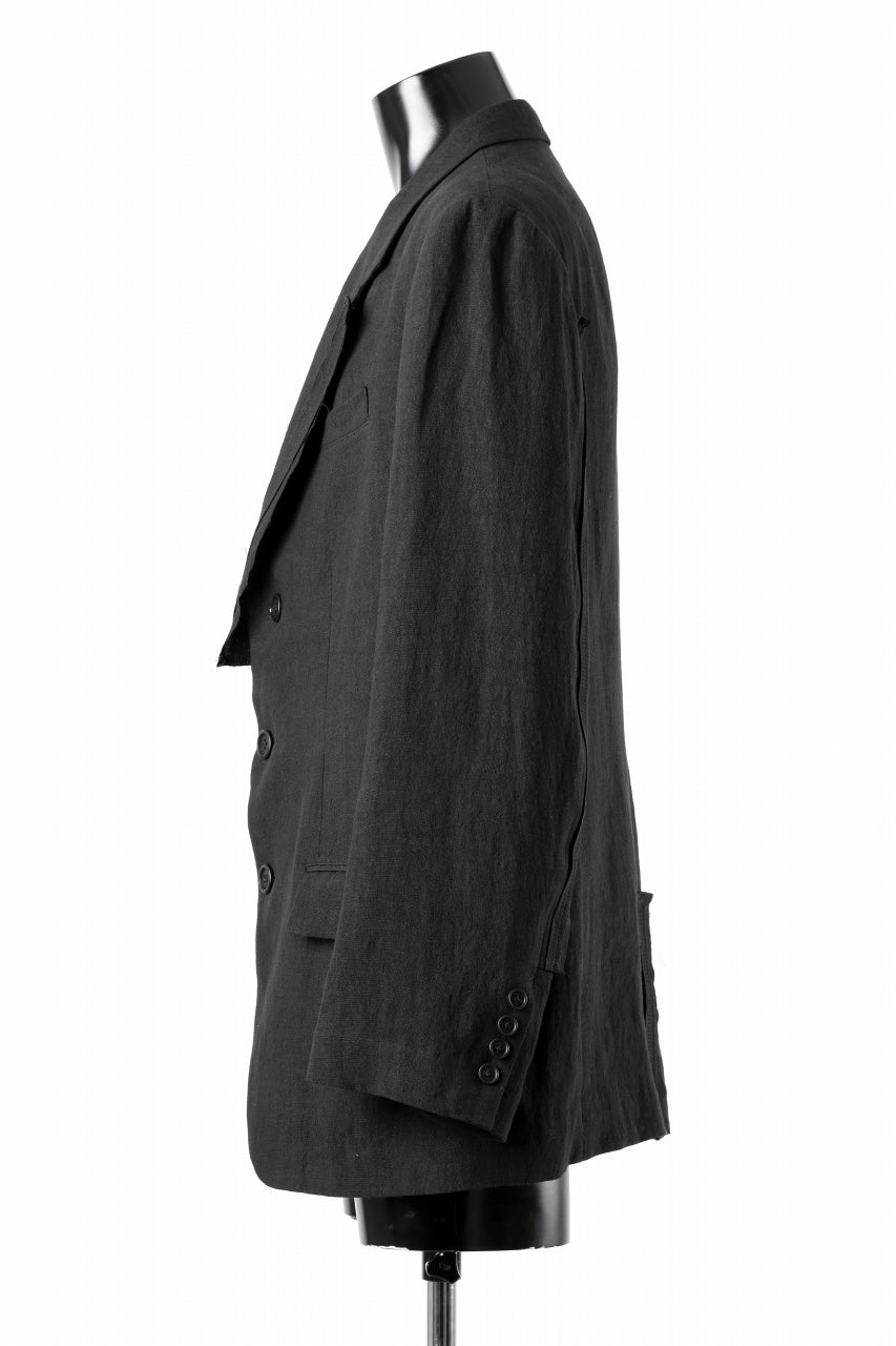 画像をギャラリービューアに読み込む, Y's for men 3 BUTTONS JACKET WITH DECORATIVE CLOTH / 40 LINEN (BLACK)