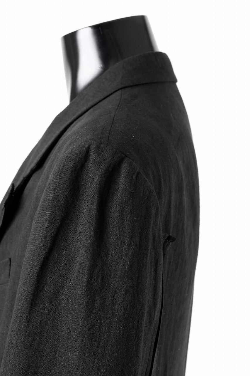 画像をギャラリービューアに読み込む, Y's for men 3 BUTTONS JACKET WITH DECORATIVE CLOTH / 40 LINEN (BLACK)