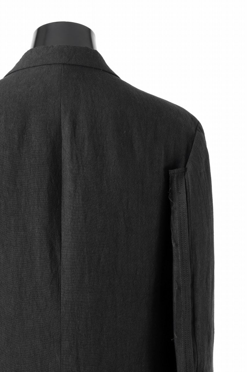 画像をギャラリービューアに読み込む, Y's for men 3 BUTTONS JACKET WITH DECORATIVE CLOTH / 40 LINEN (BLACK)